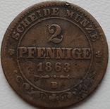 Саксония 2 пфеннига 1863 год, фото №2