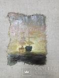 Картина Парусник масло холст на мешковине в рамке 30х40, фото №6