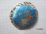 Брошь серебро 925 с голубой эмалью Сиам(Тайланд) 1940-50, фото №8