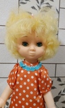 Кукла 45 см. блондинка в платье в горошек, фото №7