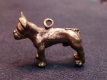 Бульдог собака бронза коллекционная миниатюра брелок, фото №2