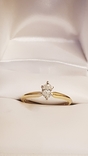 Золотое кольцо  с бриллиантом 0.3 карат, фото №9