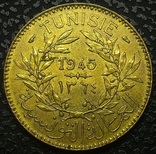 Тунис 2 франка 1945 г. аUNC, фото №3