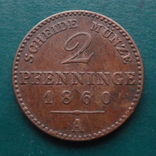 2  пфеннига 1860  Пруссия   (Й.5.31)~, фото №2