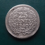 25  центов  1940  Нидерланды серебро   (Й.5.36)~, фото №2