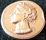Золота монетка давньої Греції. Афіна і коник. Позолота999, новодєл-копія, фото №2