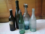 Бутылки  стекло старинные 5шт., фото №2