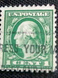США Г . Вашингтон  1 цент 1917 г . Scott # 498 g . перф . - 10 ., фото №2