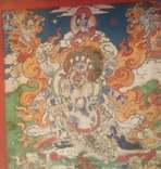 Миниатюрная тибетская тханка Дхармапала 1. 19 век, фото №4
