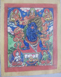 Миниатюрная тибетская тханка Дхармапала 5. 19 век, фото №2