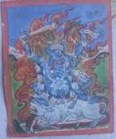 Миниатюрная тибетская тханка Дхармапала 4. 19 век, фото №2