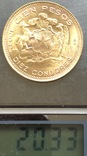 100 песо 1958 год Чили золото 20,33 грамм 900’, фото №4