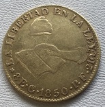 8 эскудо 1850 год Мексика золото 26,93 грамм 875’, фото №2