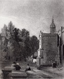 Гравюра. Дж. Констебл - Лукас. " Церковь в Бергхольте". До 1840 года. (42,8 на 29 см)., photo number 2