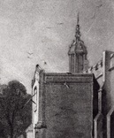 Гравюра. Дж. Констебл - Лукас. " Церковь в Бергхольте". До 1840 года. (42,8 на 29 см)., фото №3