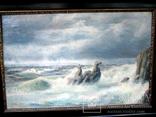 Старовинний трофейний  морський пейзаж європейського художника, фото №3