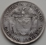 Колумбия 50 сентаво 1923 год серебро, фото №2