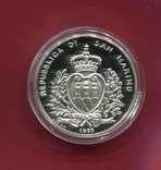 Сан Марино 10000 лир 1995 ПРУФ серебро Парусник, фото №3