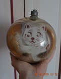 Большой старый шар "Котик". С городской или корпоративной ёлки. Из СССР, фото №8
