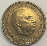  Монета 1 песета, 1953 Испания, фото №8