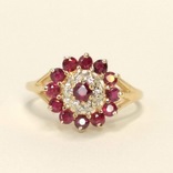 Золотое кольцо с рубинами и бриллиантами, фото №4