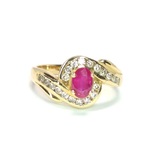 Золотое кольцо с натуральным рубином и бриллиантами, фото №2