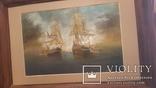 Старая картина в раме Морской бой с подписью автора, фото №7