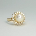 Золотое кольцо с жемчугом и бриллиантами, фото №3