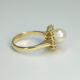 Золотое кольцо с жемчугом и бриллиантами, фото №7