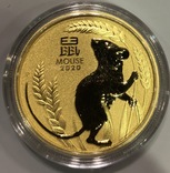 100 $ 2020 год Австралия «Год Мыши» золото 31,1 грамм 999,9’, фото №2