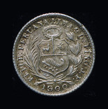 Перу 1-2 динеро 1900 Unc серебро, фото №3