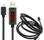Кабель USB-micro USB с тестером тока и напряжения (красный индикатор), фото №3