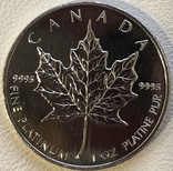 50 $ 1993 год Канада платина 31,1 грамм 999,5’, фото №3