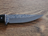 Нож для охоты туризма рыбалки "Дамаск" деревянная ручка узор гравировка Н-70 чехол 21,5см, фото №5