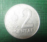 Литва 2 цента 1991, фото №2