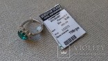 Серьги и кольцо серебро 925 с изумрудами и цирконами., фото №3