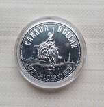 1 доллар 1975 Канада Калгари СЕРЕБРО, фото №2