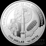 2019 г - 1 доллар Австралии,50 лет высадке на Луне,унция серебра,в капсуле, фото №2