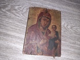Икона Тихвинская икона Божией Матери на дереве 19 век 12,5*17,5см, фото №2