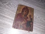 Икона Тихвинская икона Божией Матери на дереве 19 век 12,5*17,5см, фото №6