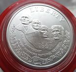 США 1 доллар 1991 г. Серебро. Золотой юбилей горы Рашмор., фото №2