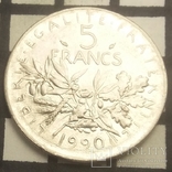 Франція 5 франків, 1990, фото №2