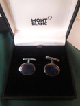 Запонки Montblanc Glass Inlay оригинальные дорогие винтаж серебро и драгоценный камень, фото №2