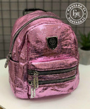 Шикарный блестящий рюкзак розовый, фото №5