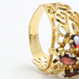 Ажурное золотое кольцо с натуральными гранатами, photo number 8