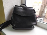 Новый черный рюкзак из плотной кожи, фото №10
