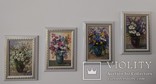 Картина натюрморт цветы 4 в 1 лоте авто Короткова Т Г 10х15 см масло двп, фото №3