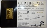 Золотой слиток 10 грамм 999,9 Umicore, фото №2