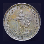 Южная африка шиллинг 1957 aUnc серебро, фото №2