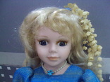 Фарфоровая кукла в голубом платье 43 см, фото №4